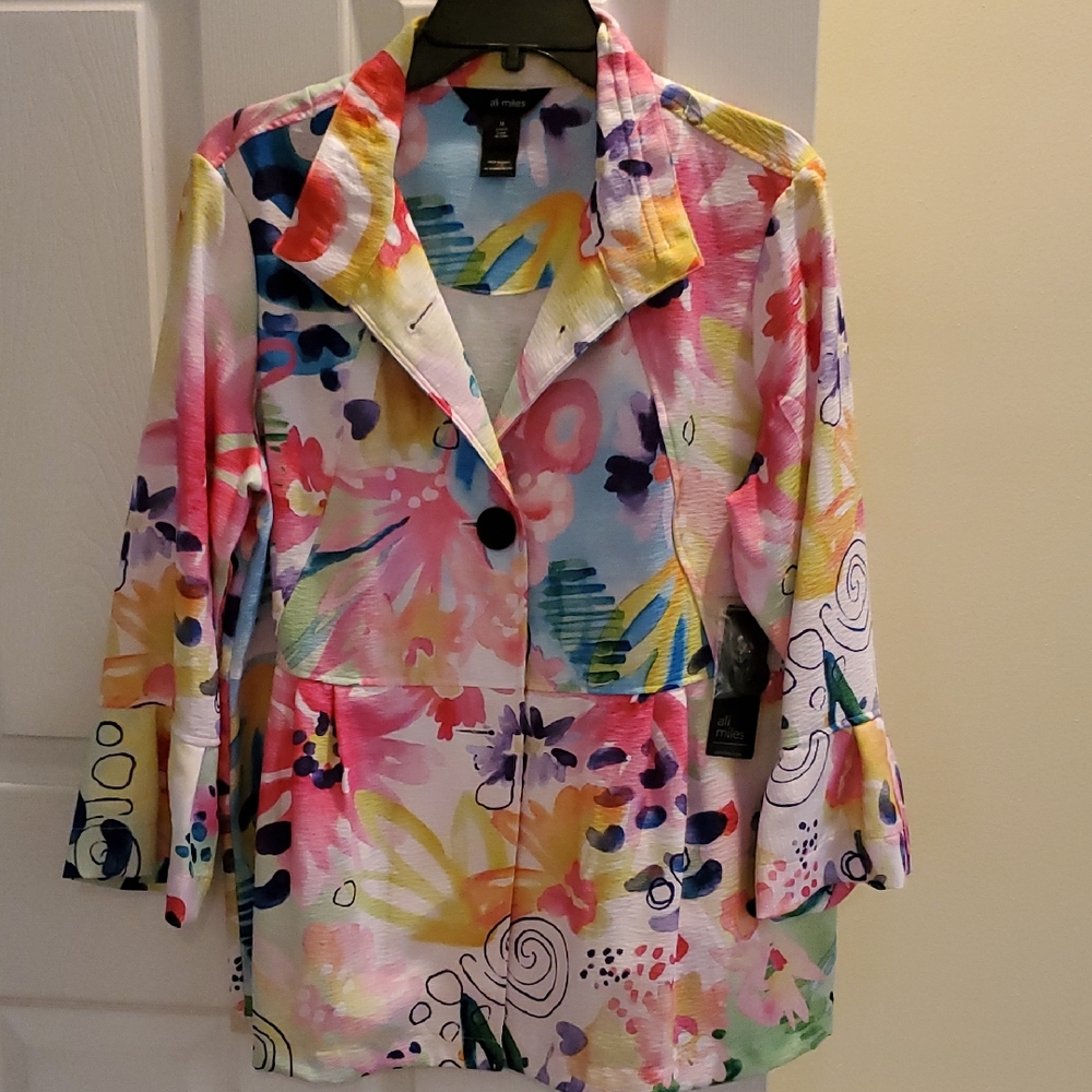 Ali Miles Colorful Abstract Women's Blazer